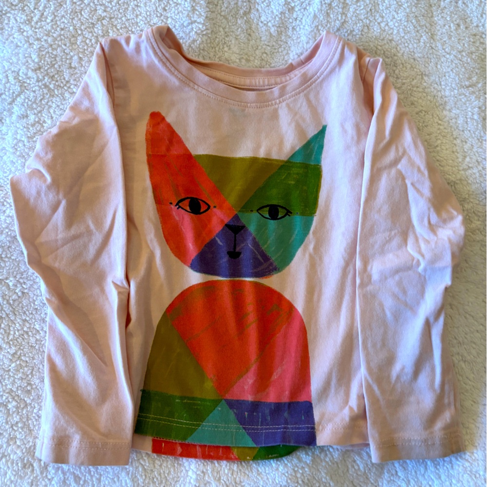 Tea Collection Pink Cat Graphic Long Sleeve Tee